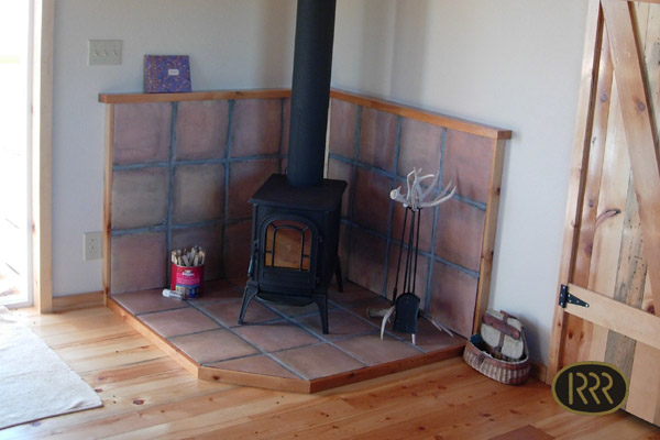 The wood stove keeps the inside warm and comfortable.